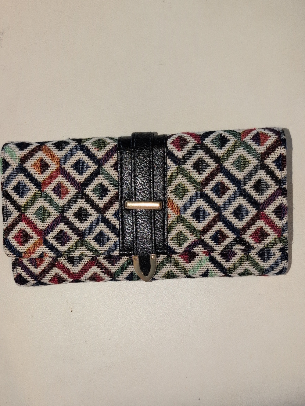 Multicolor Geometric Fabric Wallet By Dignity